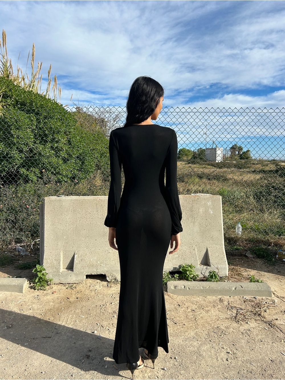 At First Sight Arashi Dress in Black Maxi Gown Elegant Ethereal Witchy Medieval - Picture 4 of 8